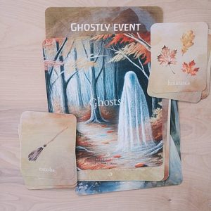 The cover page and bilingual vocabulary cards from Acorn School's Ghosts Curriculum.