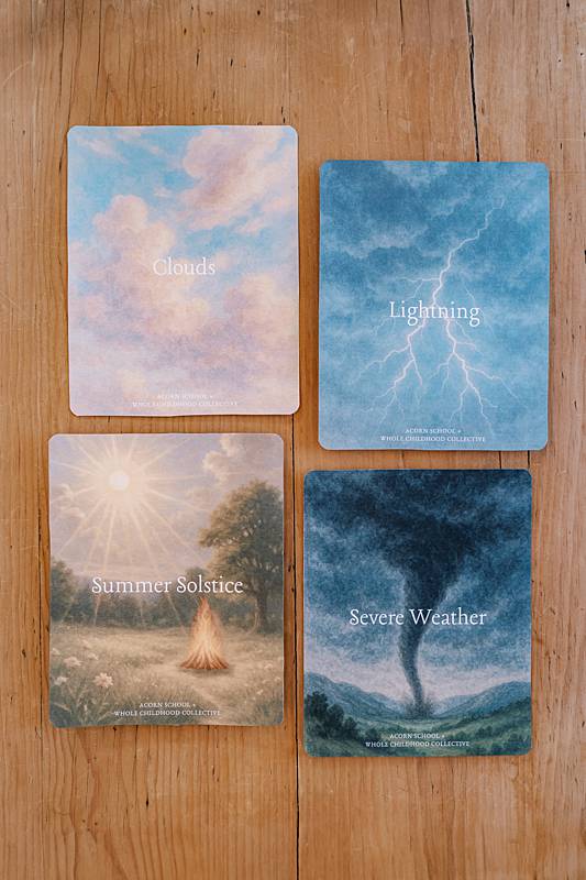 Four rectangular cards on a table.